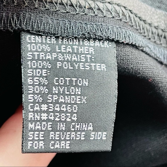 VEDA Tailored Sheath Dress Black Leather Stretch V Neck W/ Sheer Mesh S New - Picture 7 of 10